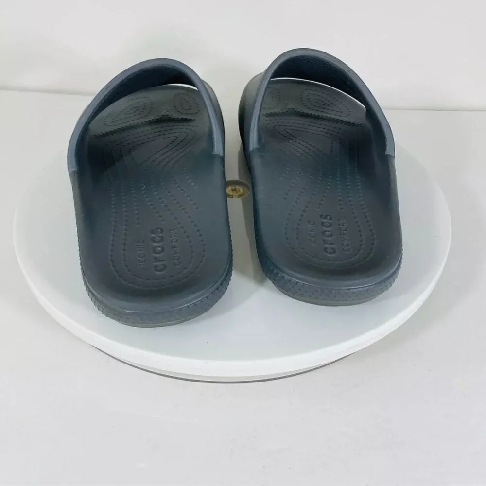 Crocs Comfort Slide Sandals Womens 9 Gray Band Slip On Active‎ Resortwear Gym